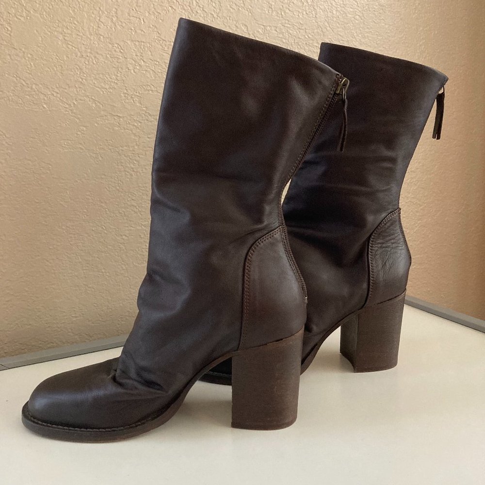 Free People Elle Block Heel Boots Chocolate Size 8